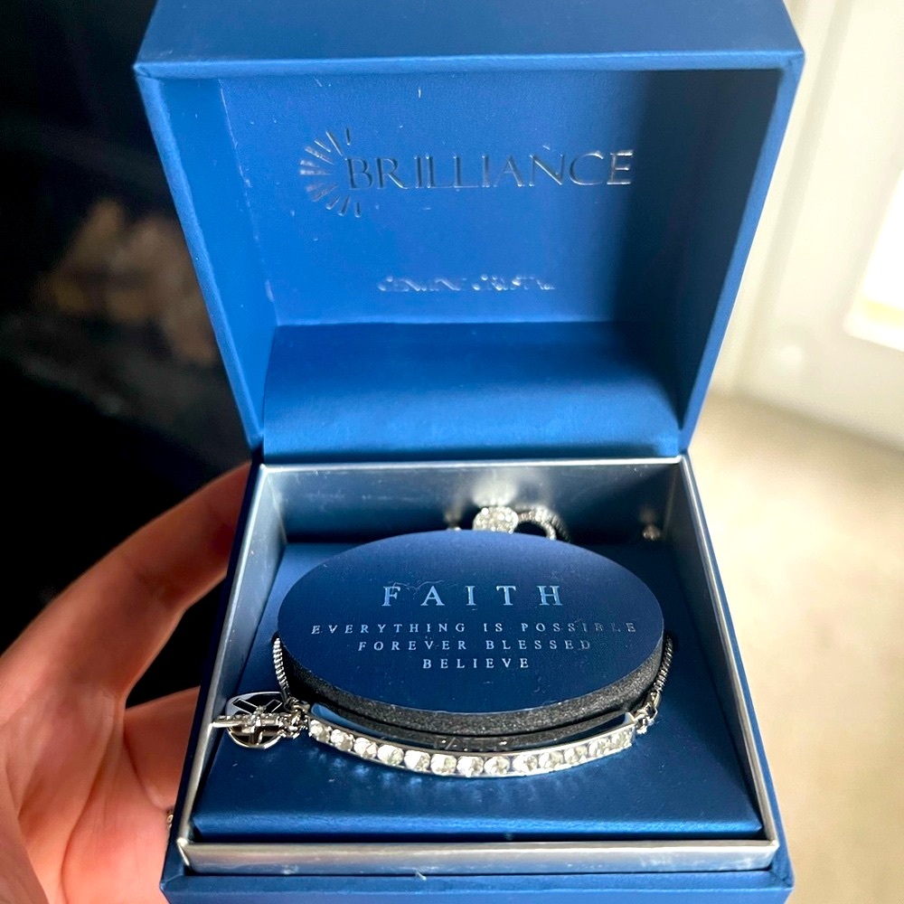 Brilliance Crystal “FAITH” Adjustable bracelet with cross charms